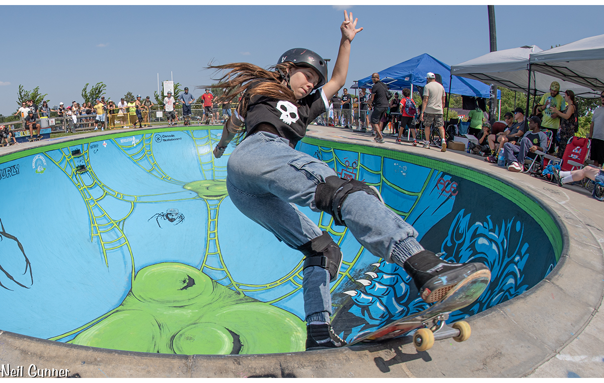 Fay grinds along the coping