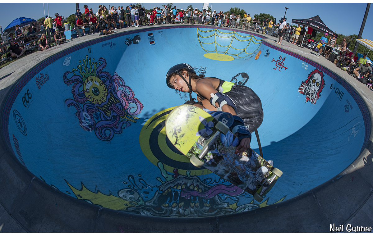 Sharlene crests the bowl